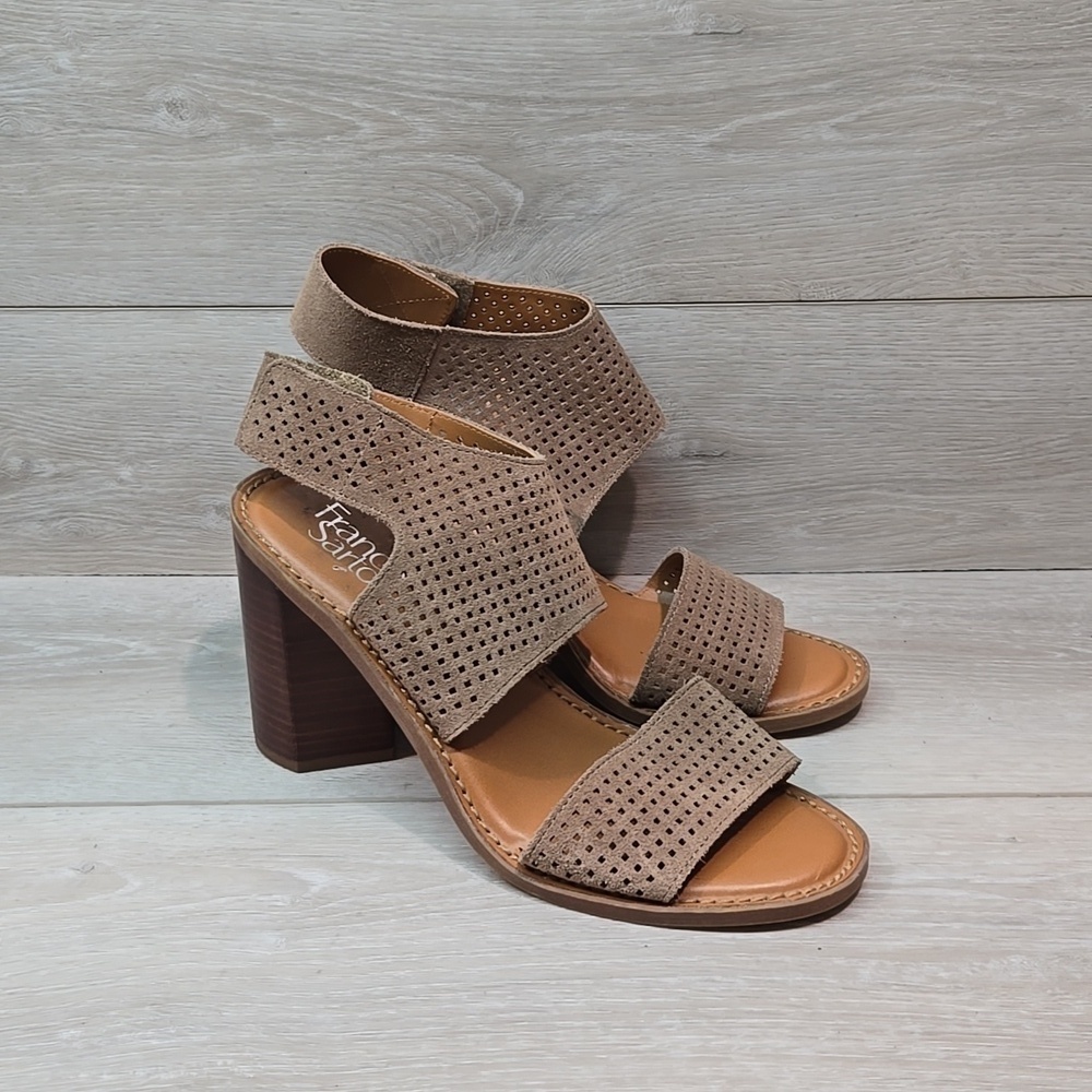 Anthropologie Franco Sarto Women Delores Leather Heels Open Toe Shoes sz 9M
